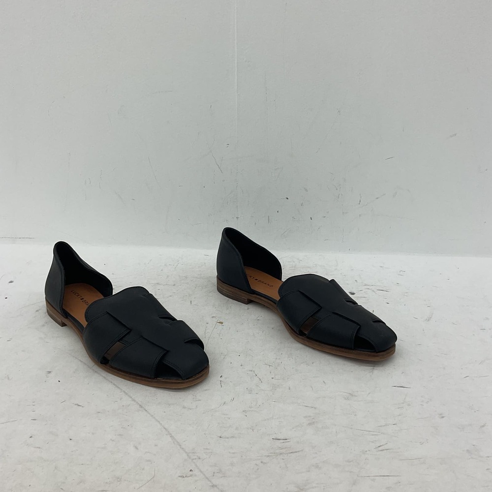 Lucky Brand Women's Black Faux Leather Slip on Flats - Size 9